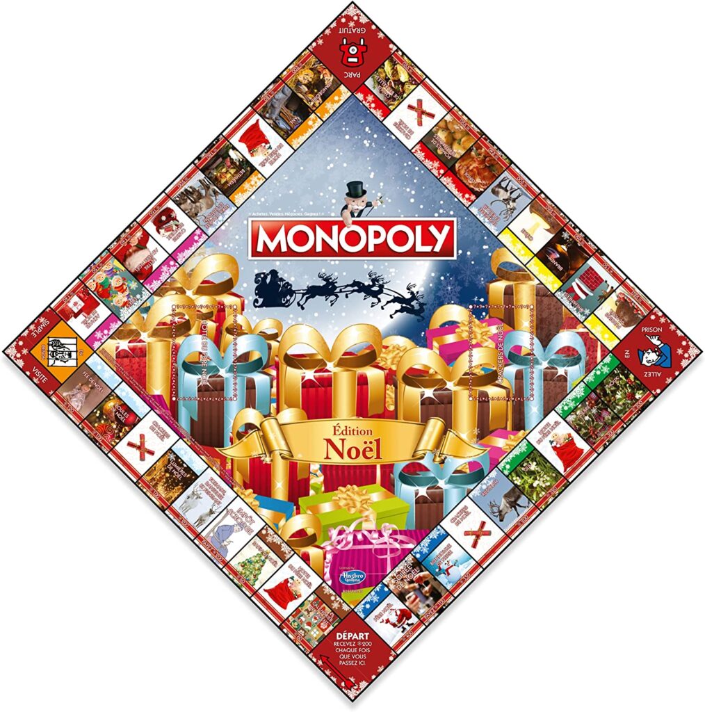 Le plateau de jeu du Monoply de Noël