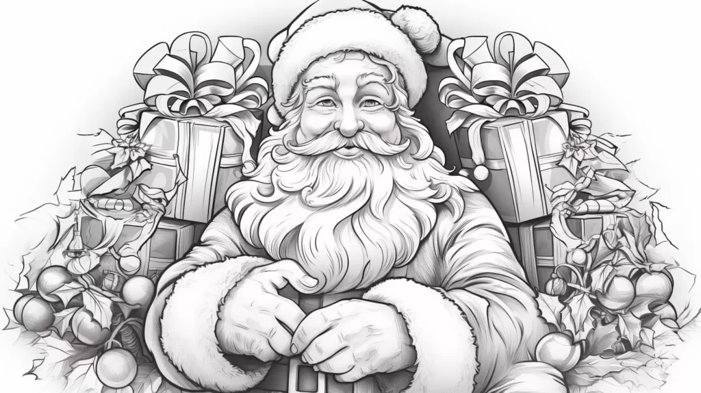 coloriage de Noël : Père Noël à colorier