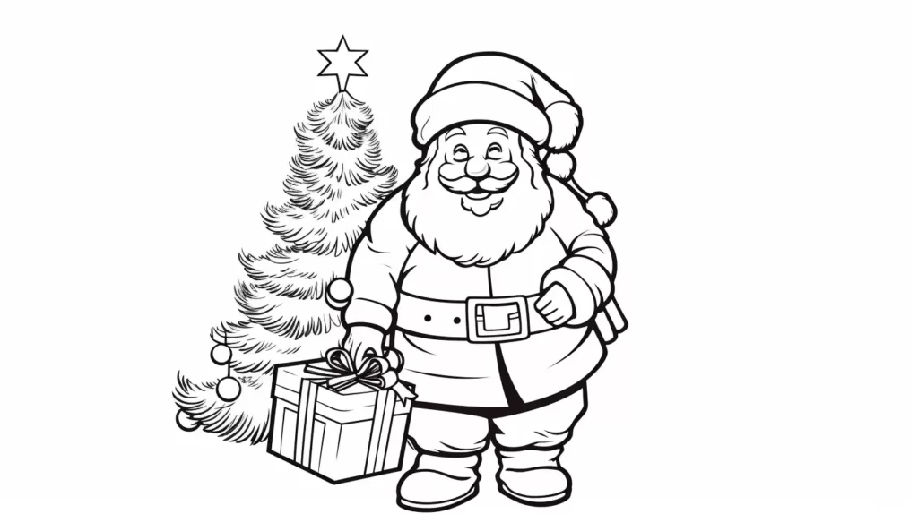 coloriage de Noël : Père Noël à colorier