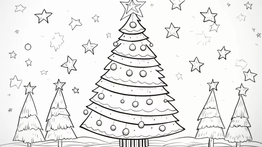 coloriage de Noël : sapin de Noël à colorier