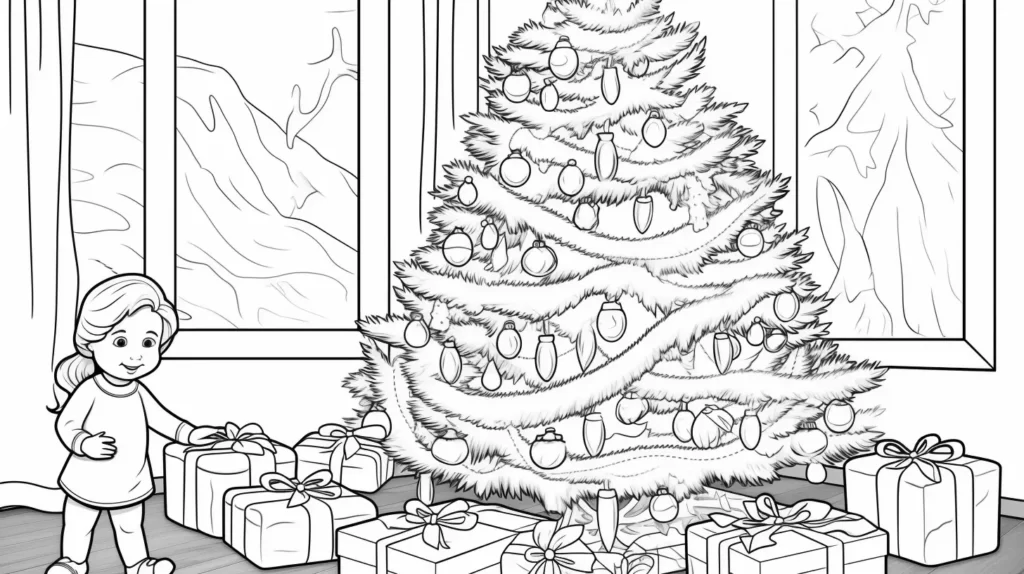 coloriage de Noël : sapin de Noël à colorier