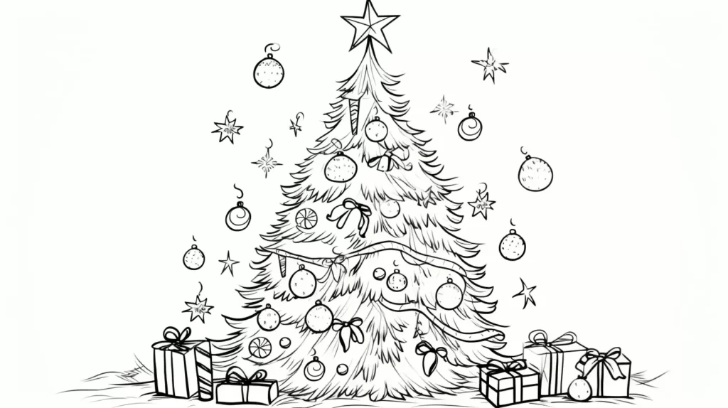 coloriage de Noël : sapin de Noël à colorier