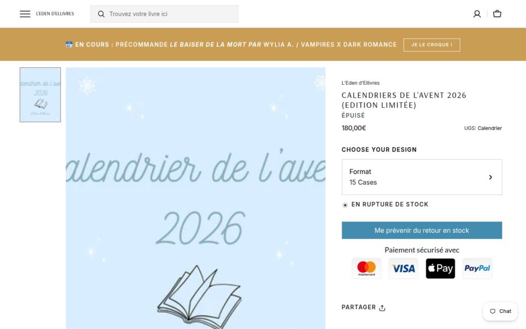 Fiche du calendrier de l’Avent littéraire personnalisé de L’Eden d’Ellivres