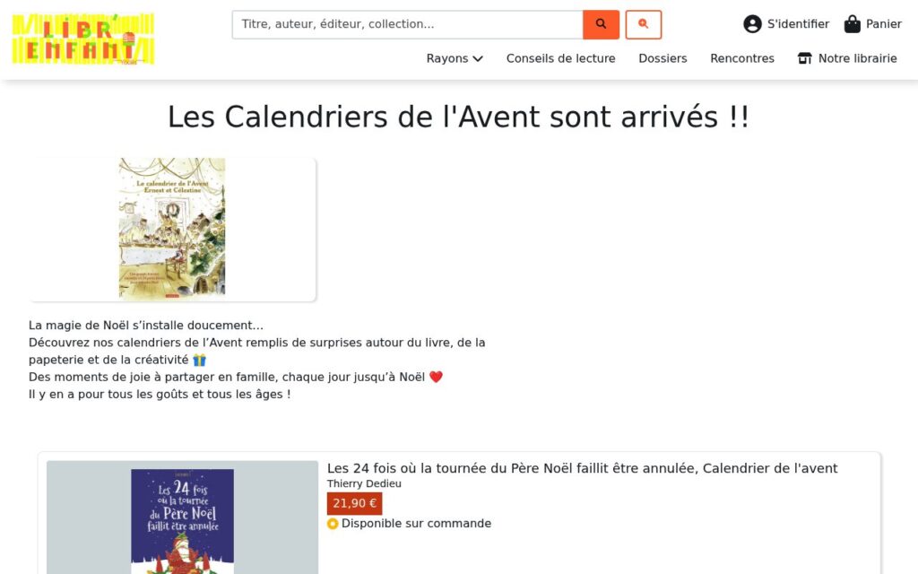 Boutique Librenfant et sa sélection de calendriers de l’Avent livres pour enfants
